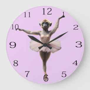 Gibbon Monkey Ballet Dancer In A Tutu, Large Clock