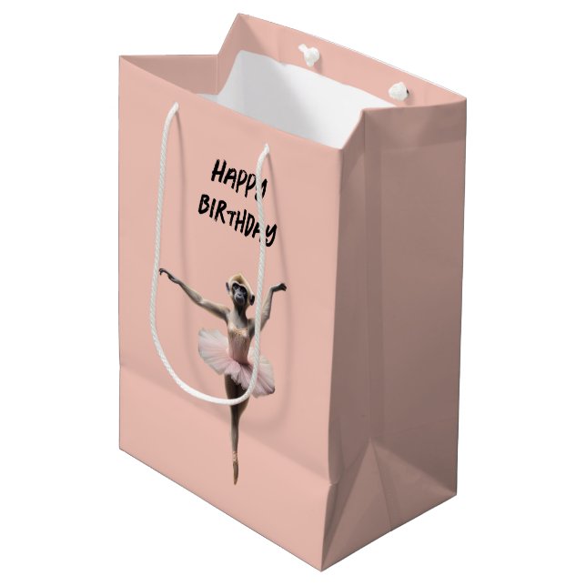 Gibbon Monkey Ballet Dancer In A Tutu, Medium Gift Bag (Front Angled)