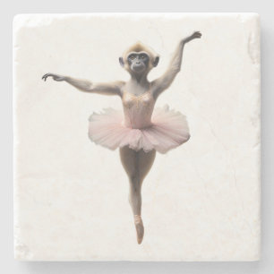 Gibbon Monkey Ballet Dancer In A Tutu, Stone Coaster