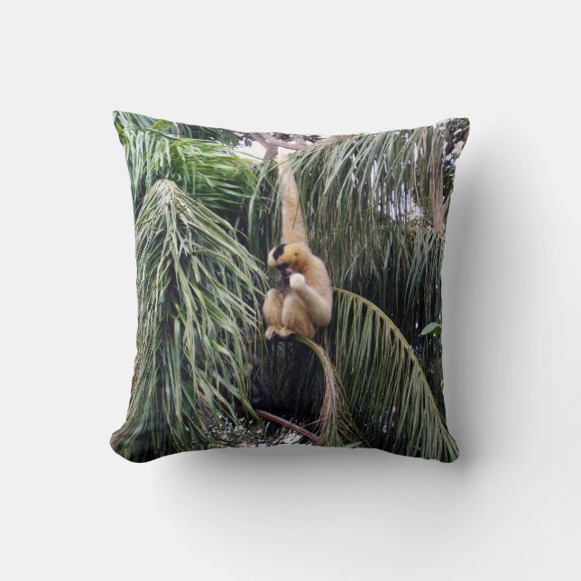 Gibbon Monkey Just Chillin, Throw Cushion (Front)