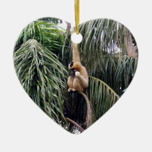 Gibbon Monkey Just Hanging Around, Ceramic Tree Decoration