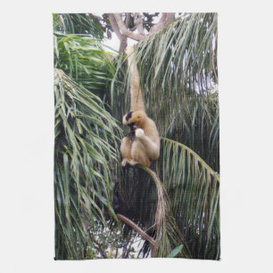 Gibbon Monkey Just Hanging Around, Tea Towel