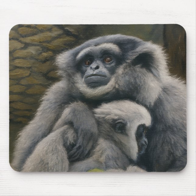 Gibbon Shelter – Emotional Wildlife Portrait Mouse Mat (Front)