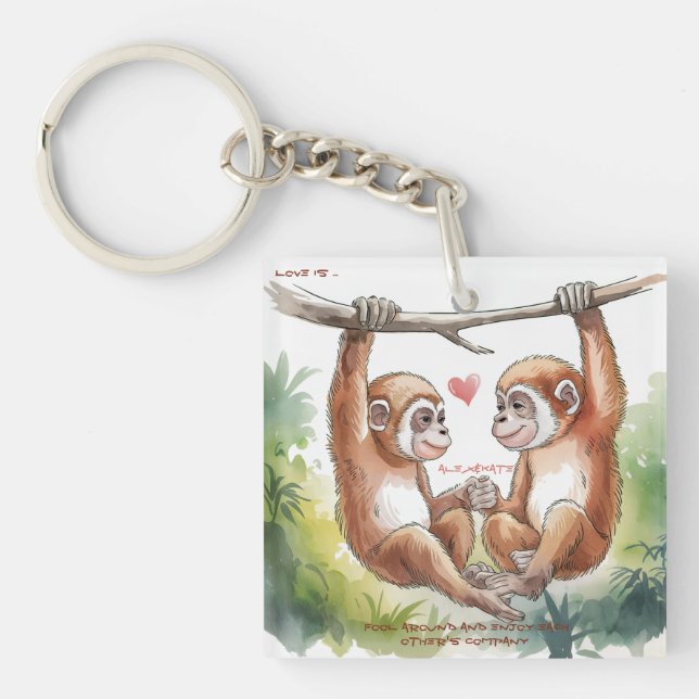 Gibbon Valentines Key Ring (Front)