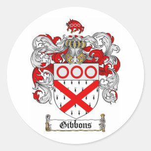 GIBBONS FAMILY CREST -  GIBBONS COAT OF ARMS CLASSIC ROUND STICKER