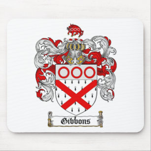 GIBBONS FAMILY CREST -  GIBBONS COAT OF ARMS MOUSE MAT
