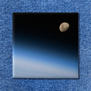 Gibbous Moon from Orbit Space Photo 15 Cm Square Badge
