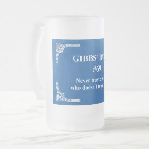 Gibbs' rule 69 frosted glass beer mug