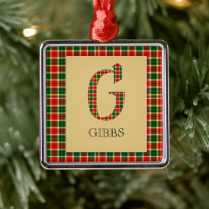 Gibbs Tartan Monogram G Metal Tree Decoration