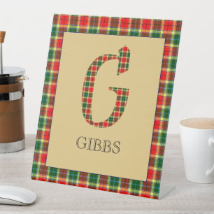 Gibbs Tartan Monogram G Pedestal Sign
