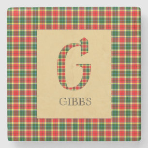 Gibbs Tartan Monogram G  Stone Coaster
