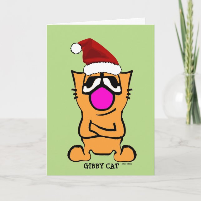 Gibby Cat, MEOWY CHRISTMAS funny greeting cards (Front)