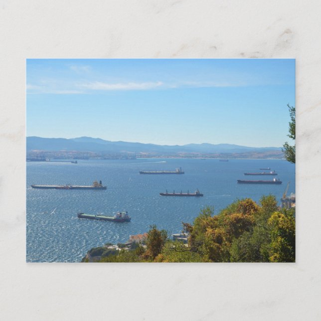 Gibraltar Anchorage From Above Postcard (Front)