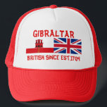 Gibraltar British Since Est.1704 Truckers Hat<br><div class="desc">Gibraltar British Since Est. 1704 Truckers Hat, Union Jack & Gib Flag Displayed On The Hat With Text Gibraltar British Since Est. 1704.Get this for a family, friend or maybe for one your office colleague. Make sure you browse through our vast array of items and accessories in our Gibraltar souvenirs...</div>