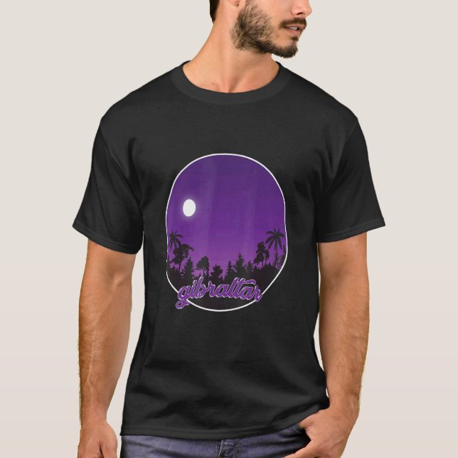 Gibraltar By Night With Palms T-Shirt (Front)
