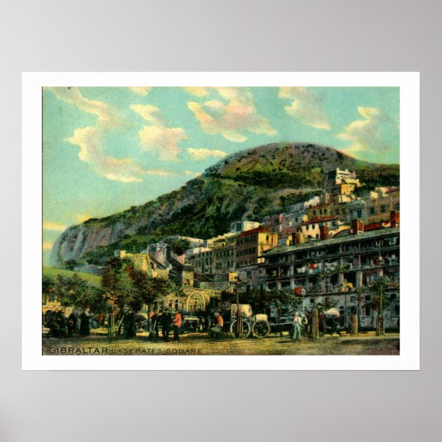 Gibraltar, Casemates Square, Vintage Poster (Front)