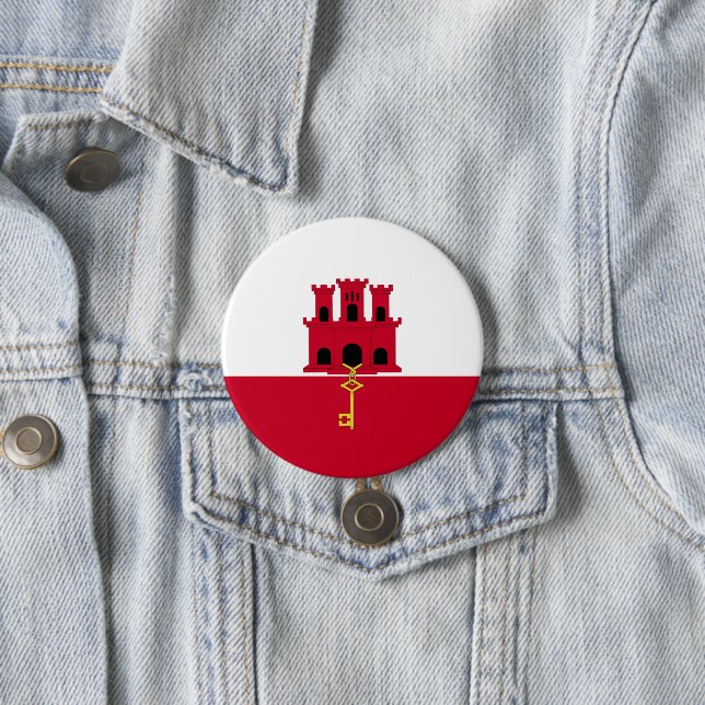 Gibraltar flag 7.5 cm round badge (In Situ)