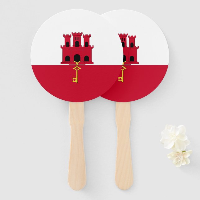 Gibraltar flag hand fan (Front and Back)