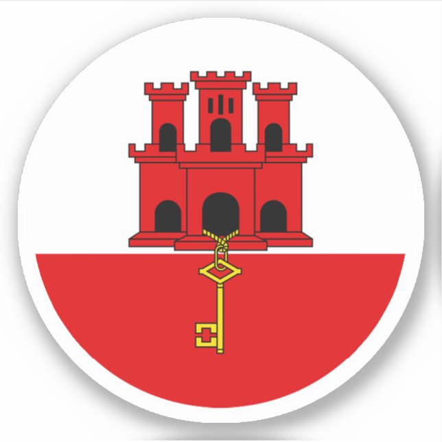 Gibraltar Flag Round Sticker (Front)