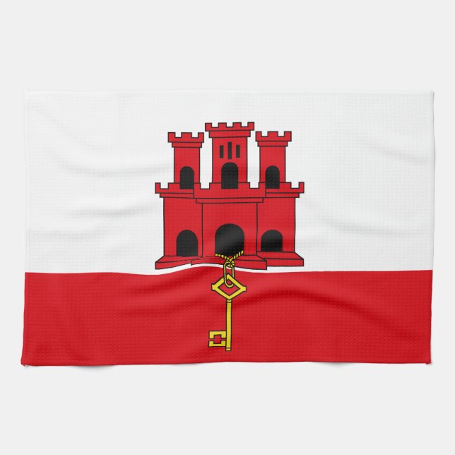 Gibraltar Flag Tea Towel (Horizontal)