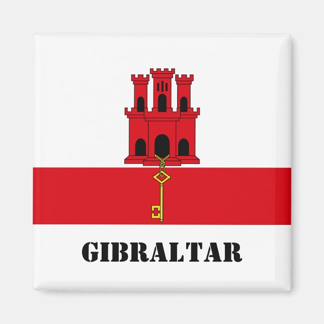Gibraltar Flag with text Gibraltar Magnet (Front)