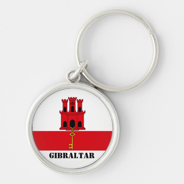 Gibraltar Flag with text Gibraltar Magnet Key Ring (Front)