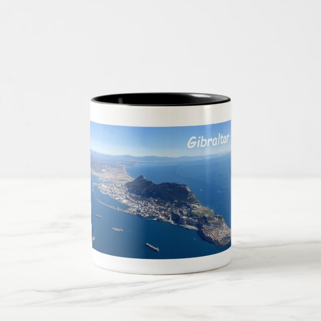 Gibraltar from air Two-Tone coffee mug (Center)