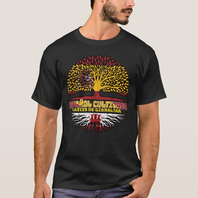 Gibraltar Gibraltarian Spain Spanish Tree Roots T-Shirt (Front)