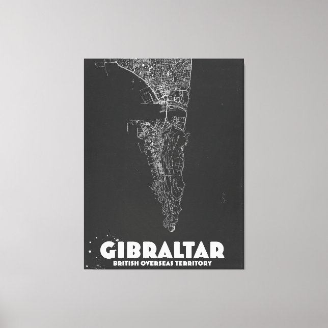Gibraltar Vintage Map Canvas Print (Front)