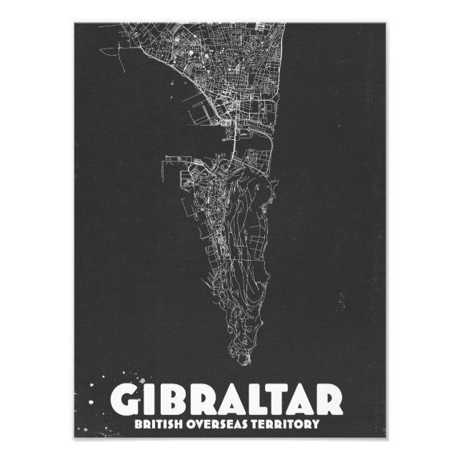 Gibraltar Vintage Map Photo Print (Front)
