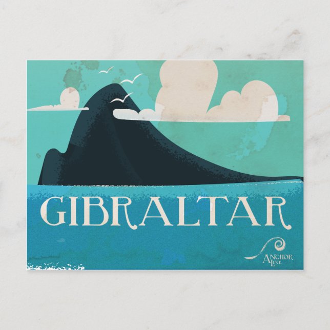 Gibraltar vintage travel poster postcard (Front)