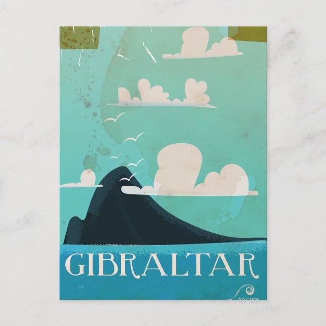 Gibraltar vintage travel poster postcard (Front)