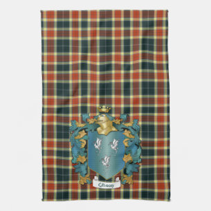 Gibson Coat of Arms and Modern Tartan Tea Towel