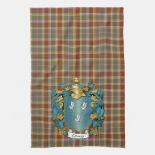 Gibson Coat of Arms and Tartan Tea Towel