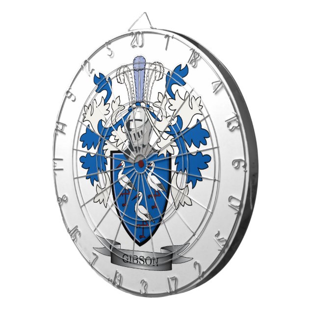 Gibson Family Crest Coat of Arms Dartboard (Front Right)
