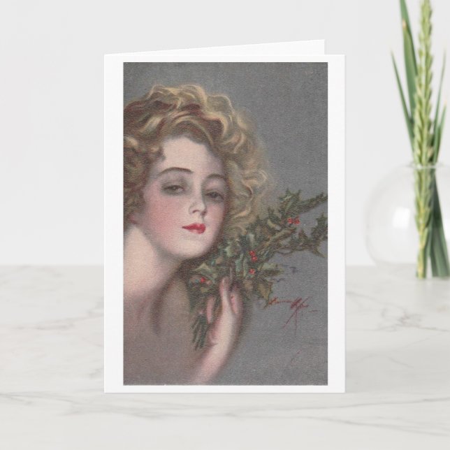 Gibson Girl Blank Vintage Holiday Card (Front)