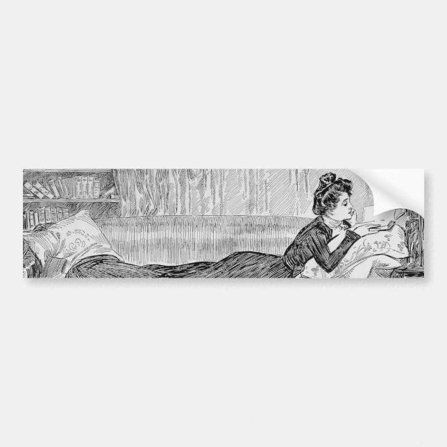 Gibson Girl Reading a Book Bumper Sticker (Front)