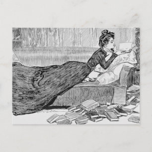 Gibson Girl Reading a Book Postcard