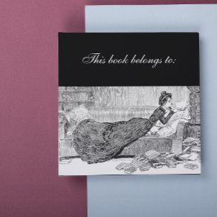 Gibson Girl Reading a Book Square Sticker