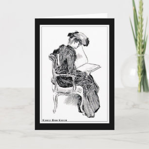 Gibson Girl Reading Card