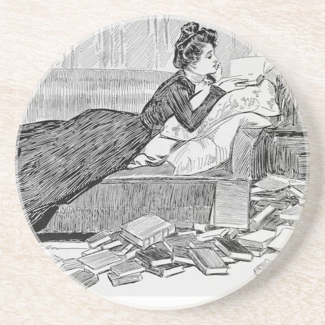 Gibson Girl Reading Coaster (Front)