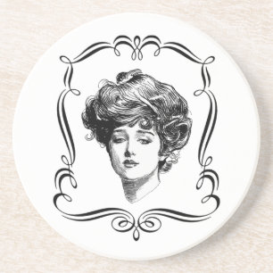 Gibson Girl Vintage Art Coaster