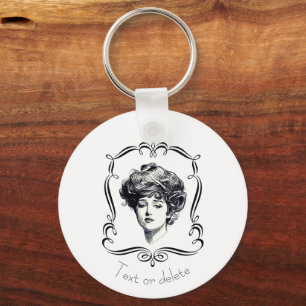 Gibson Girl Vintage Art Personalized Key Ring