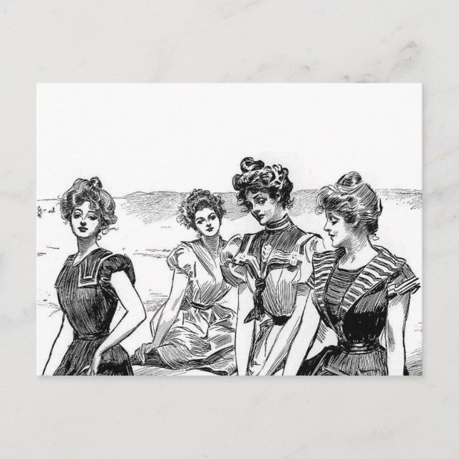 Gibson Girls at the Beach Postcard (Front)