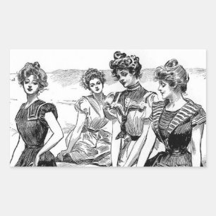 Gibson Girls at the Beach Rectangular Sticker