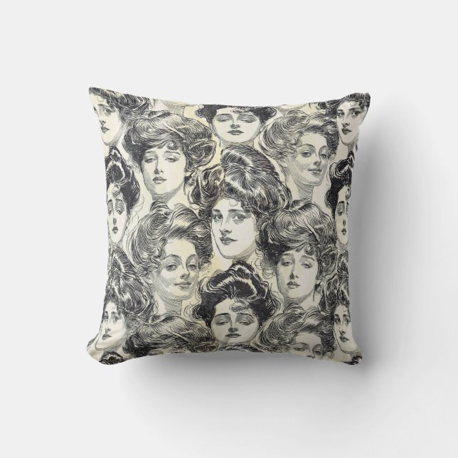 Gibson Girls by Charles Dana Gibson Circa 1902 Cushion (Front)