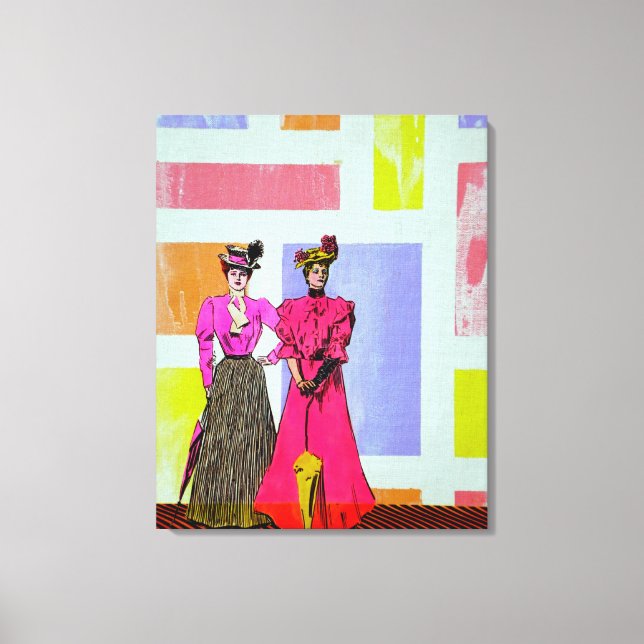 Gibson Girls in a Mondrian Pattern Canvas Print (Front)