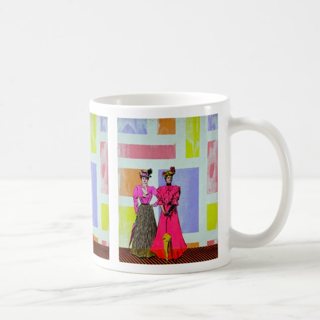 Gibson Girls in a Mondrian Pattern Coffee Mug (Right)