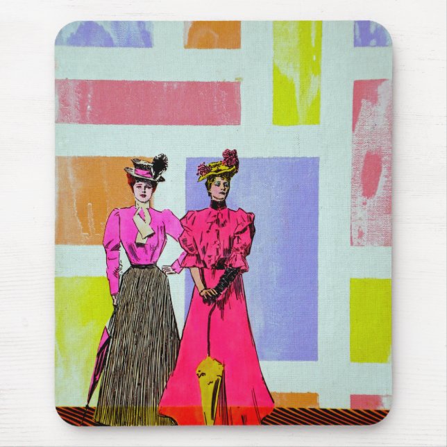 Gibson Girls in a Mondrian Pattern Mouse Mat (Front)