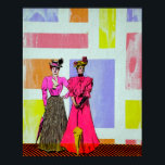 Gibson Girls in a Mondrian Pattern Poster<br><div class="desc">Gibson Girls in a Mondrian Pattern from Michael Moffa's Historic Mixed-Media Series,  c1993. Original artwork: universal copyright</div>